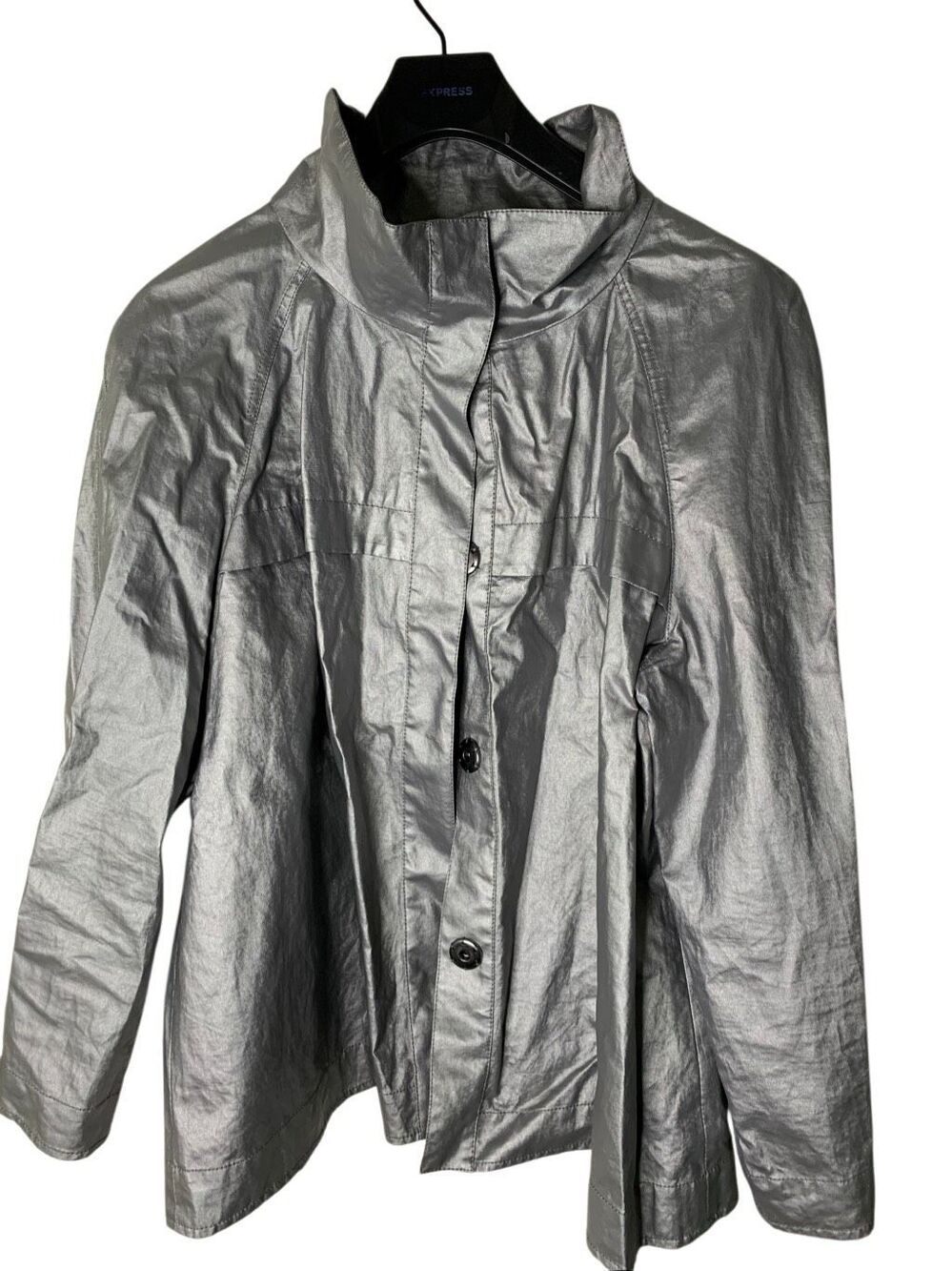 Lafayette 148 100% linen silver metallic jacket women's size 18